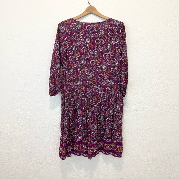 Garnet Hill Purple Floral Dress 3/4 Sleeve 10 - Picture 7 of 8